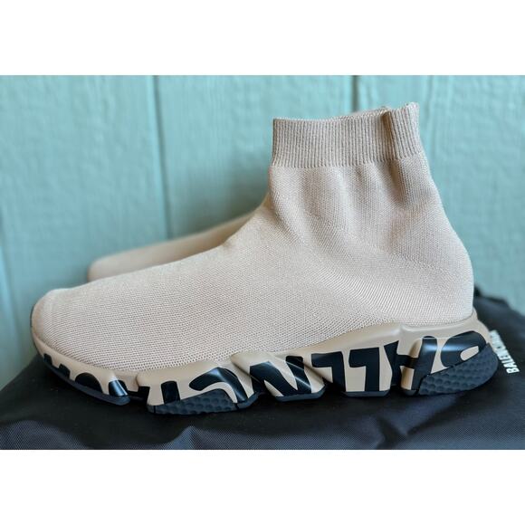 NEW Balenciaga \'Speed Graffiti\' Sock Sneakers Gray Mens 13 MSRP $895 main image 7